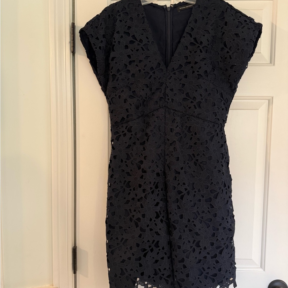 Banana Republic Elegant Navy Lace Dress